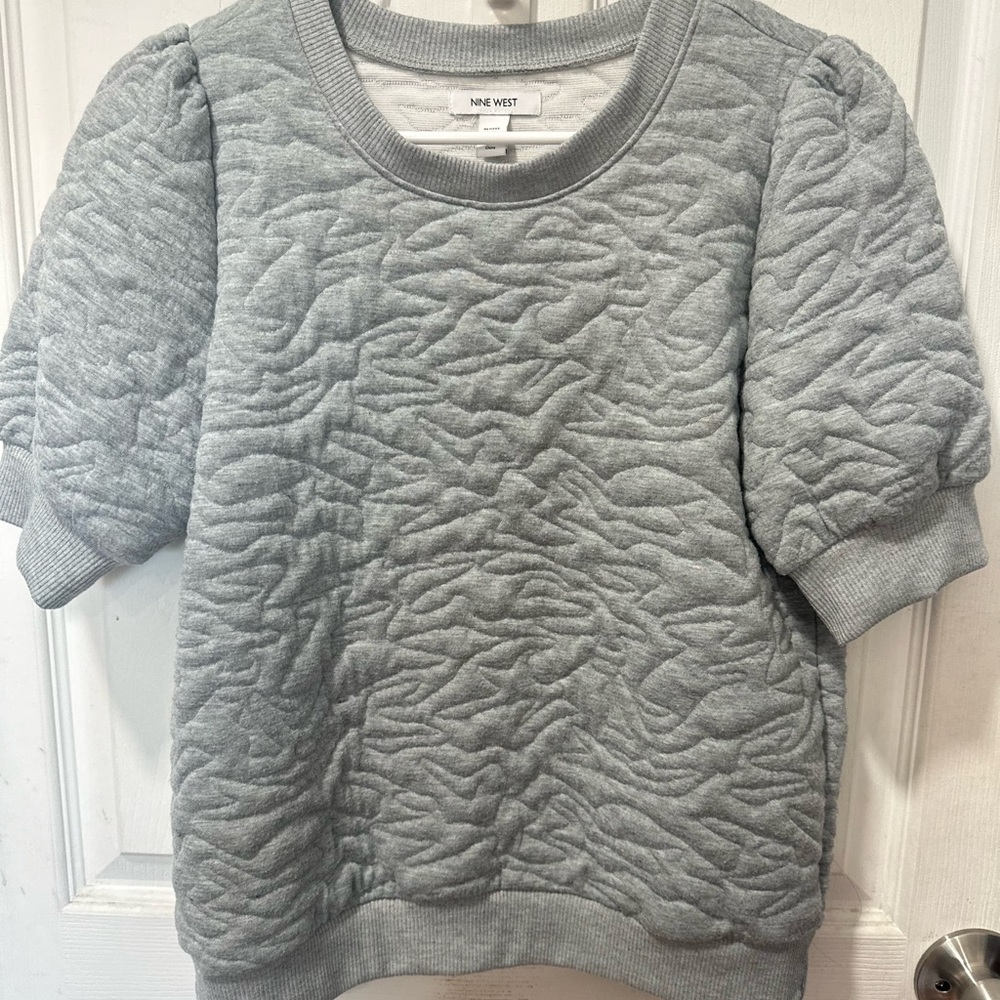 Nine West Gray Textured Sweatshirt